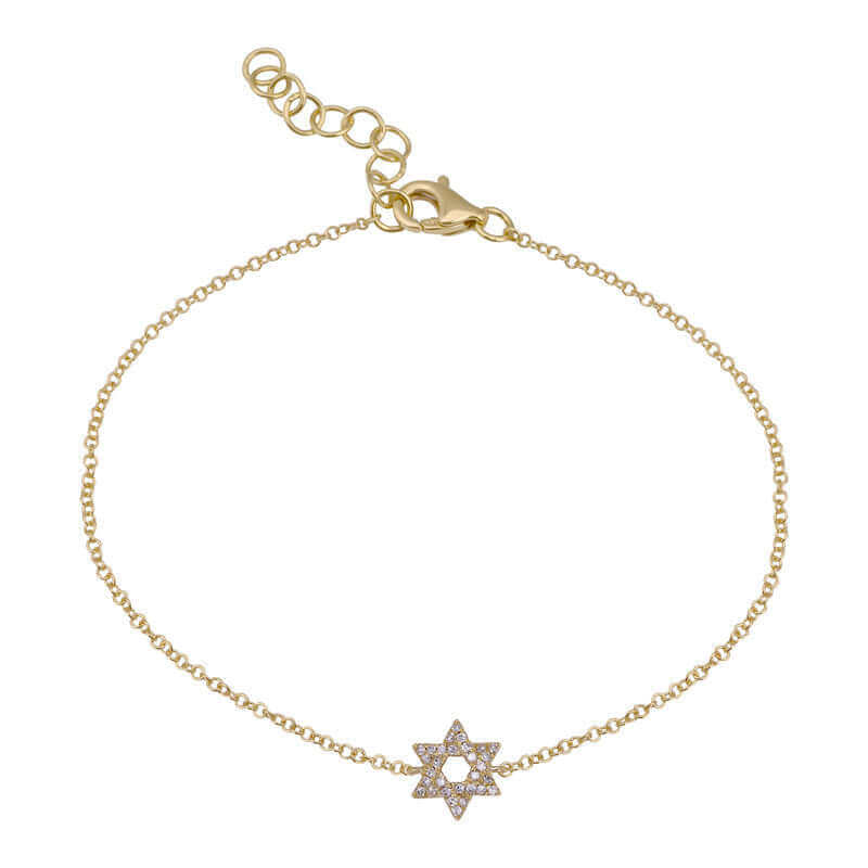 Delicate gold bracelet with Star of David charm, perfect for elegant jewelry lovers.