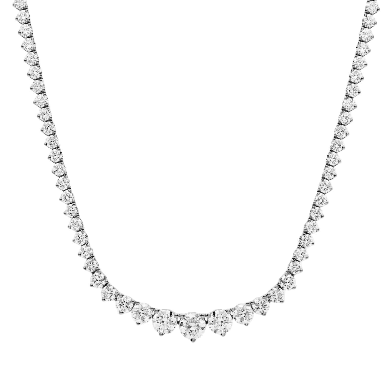 14K Gold Riviera Graduated Lab-Grown Diamond Tennis Necklace with a flowing cascade of brilliance in white gold.