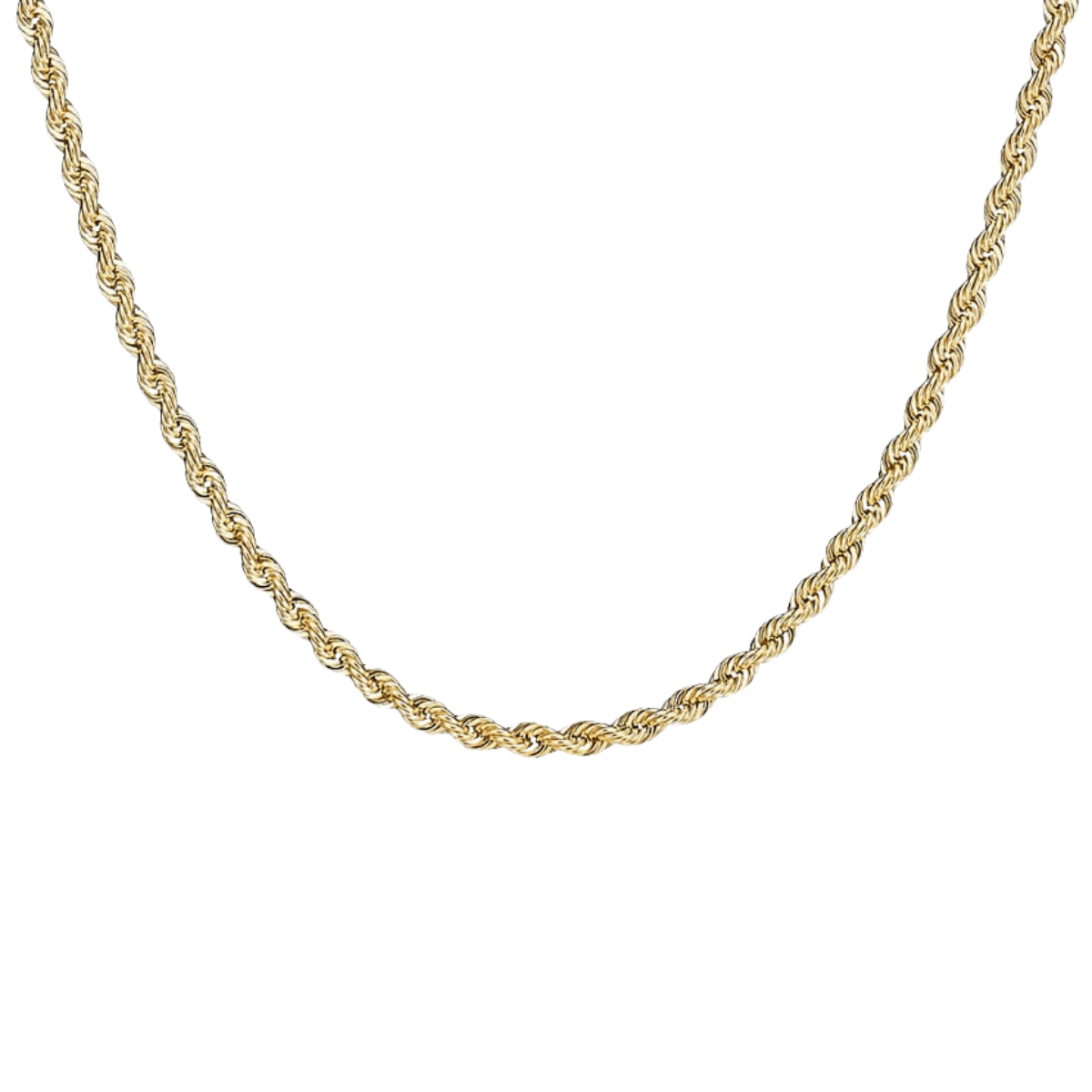 Intricate gold rope chain necklace from our jewelry collection, perfect for an elegant touch to any outfit.