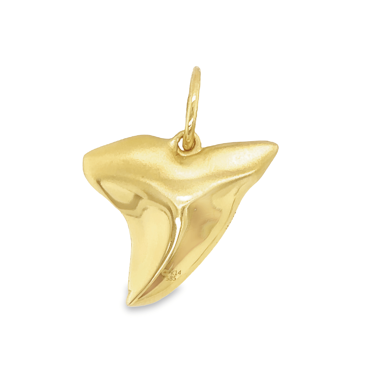 14K gold shark tooth necklace pendant with matte and high polish finish