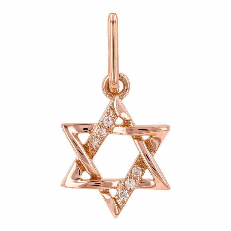 Rose gold Star of David pendant with diamond accents from our luxury jewelry collection.