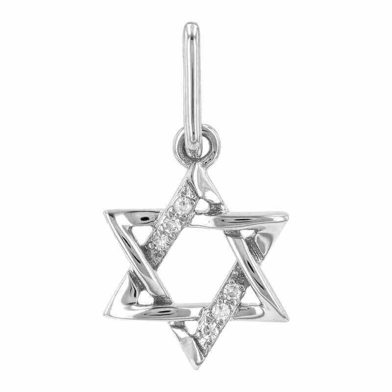 Silver Star of David pendant with sparkling gemstones from our exclusive jewelry collection.