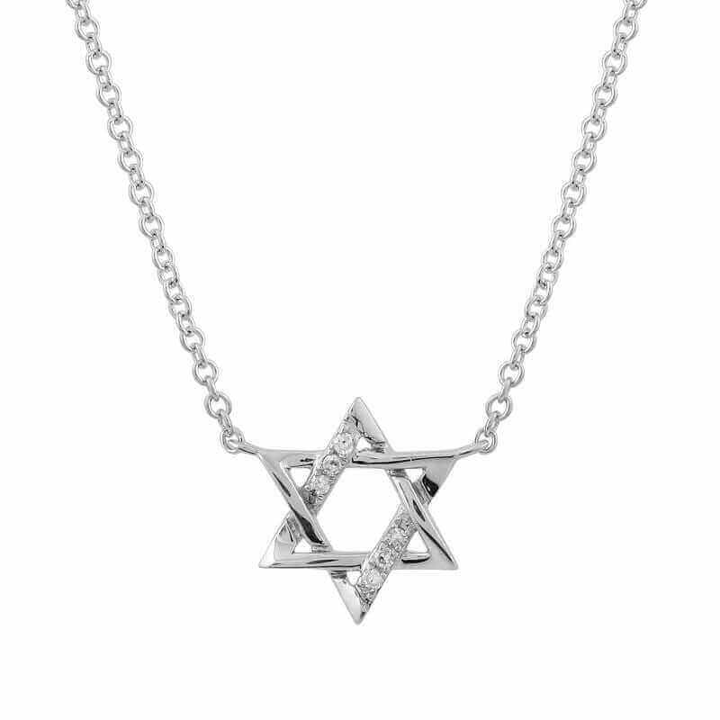 Sterling silver Star of David necklace with delicate chain and sparkling accents from our exclusive jewelry collection.