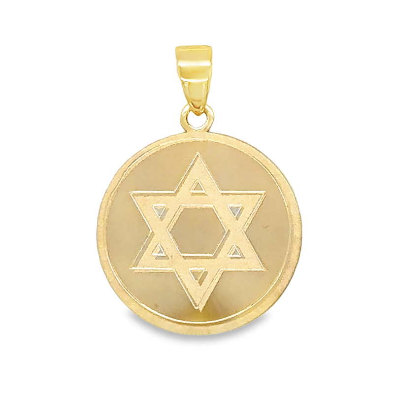 14K Gold Star of David Circle Tag Necklace Charm Yellow Gold Charms & Pendants by Izakov Diamonds + Fine Jewelry | Izakov