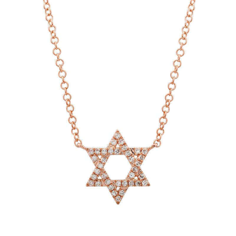 Rose gold necklace with a star-shaped pendant encrusted with sparkling diamonds, from our exclusive jewelry collection.