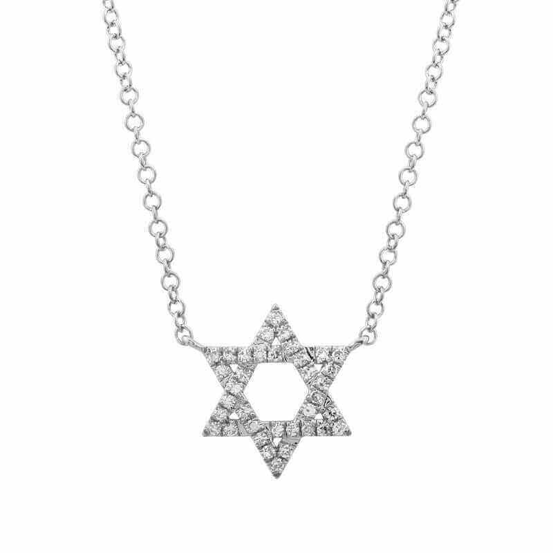 Elegant diamond Star of David necklace on a sterling silver chain from our exclusive jewelry collection.