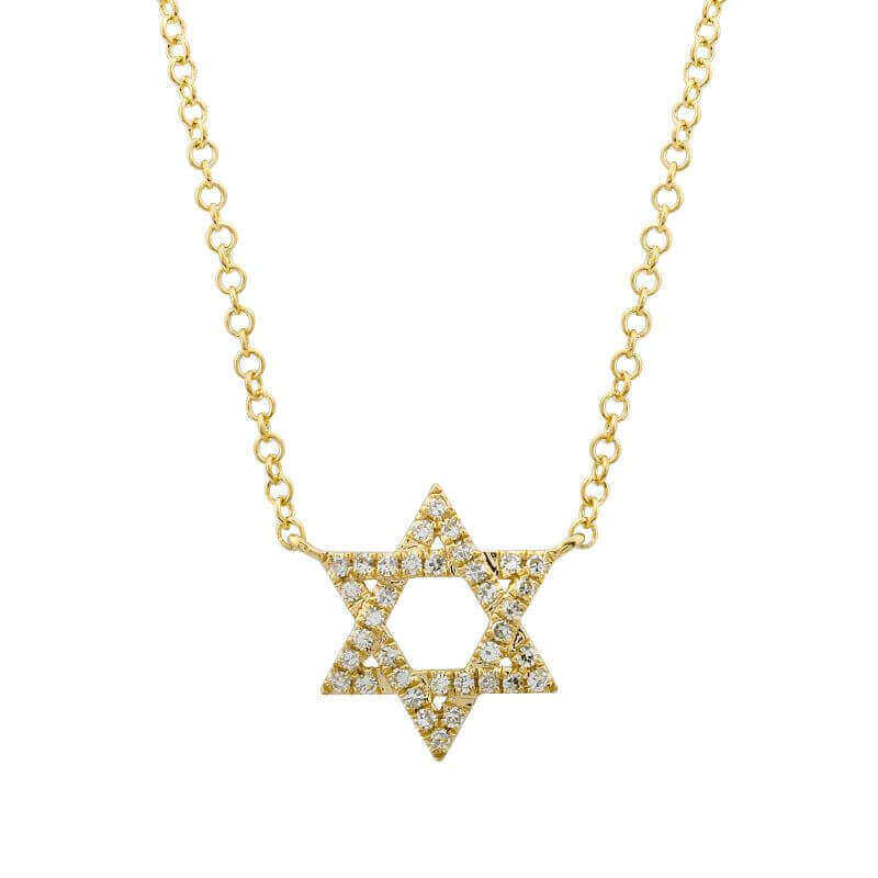 Gold Star of David necklace with diamonds by our jewelry brand