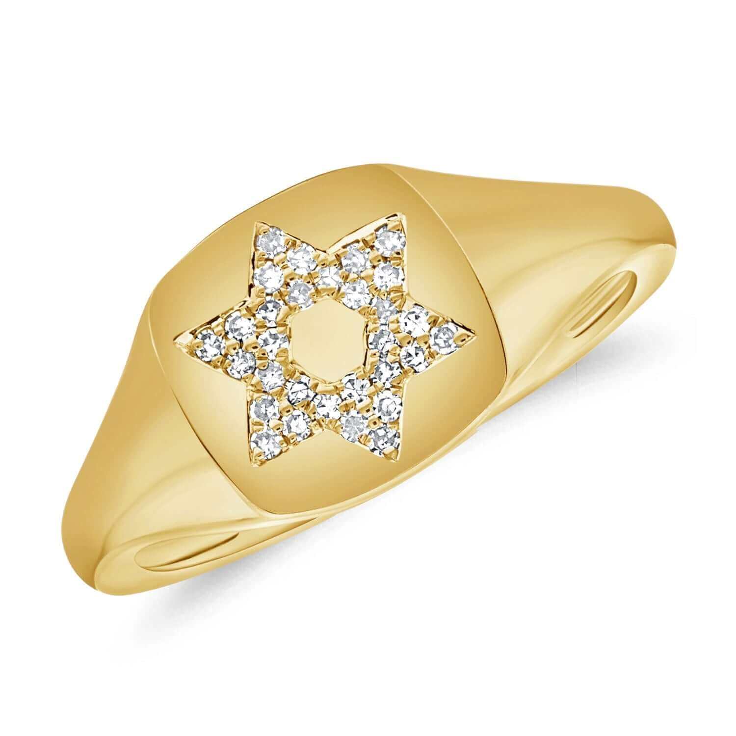 Gold ring with star-shaped diamond design by our jewelry brand