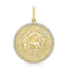 14K Gold Zodiac Sign Diamond Necklace Charm Taurus Yellow Gold Charms & Pendants by Izakov Diamonds + Fine Jewelry | Izakov