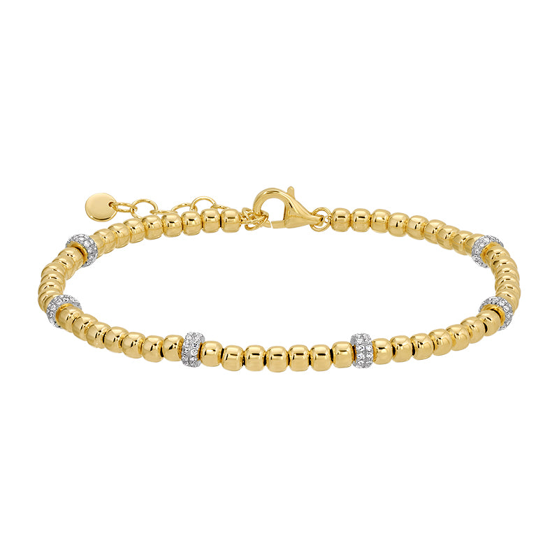 Gold Bead Diamond Rondelle Bracelet in 14k yellow gold