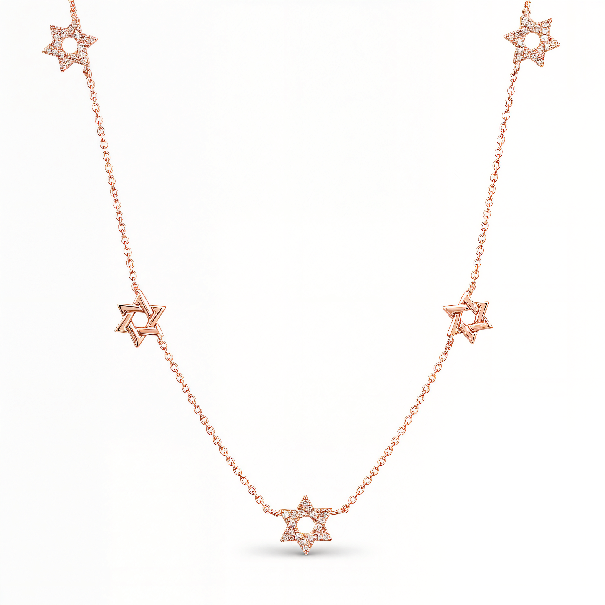 Stars of David Station Diamond Necklace