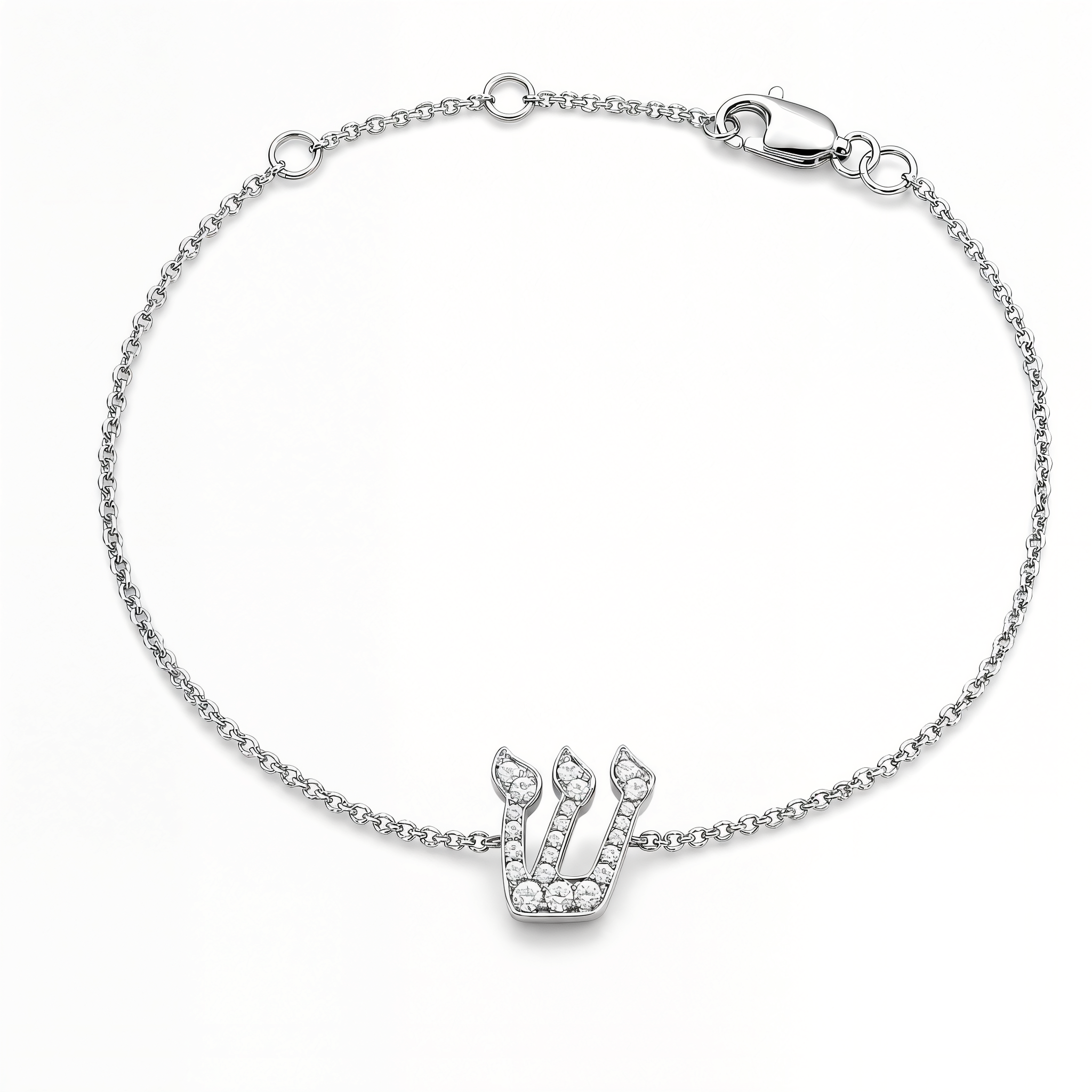 Pave Diamond Personalized Hebrew Initial Bracelet