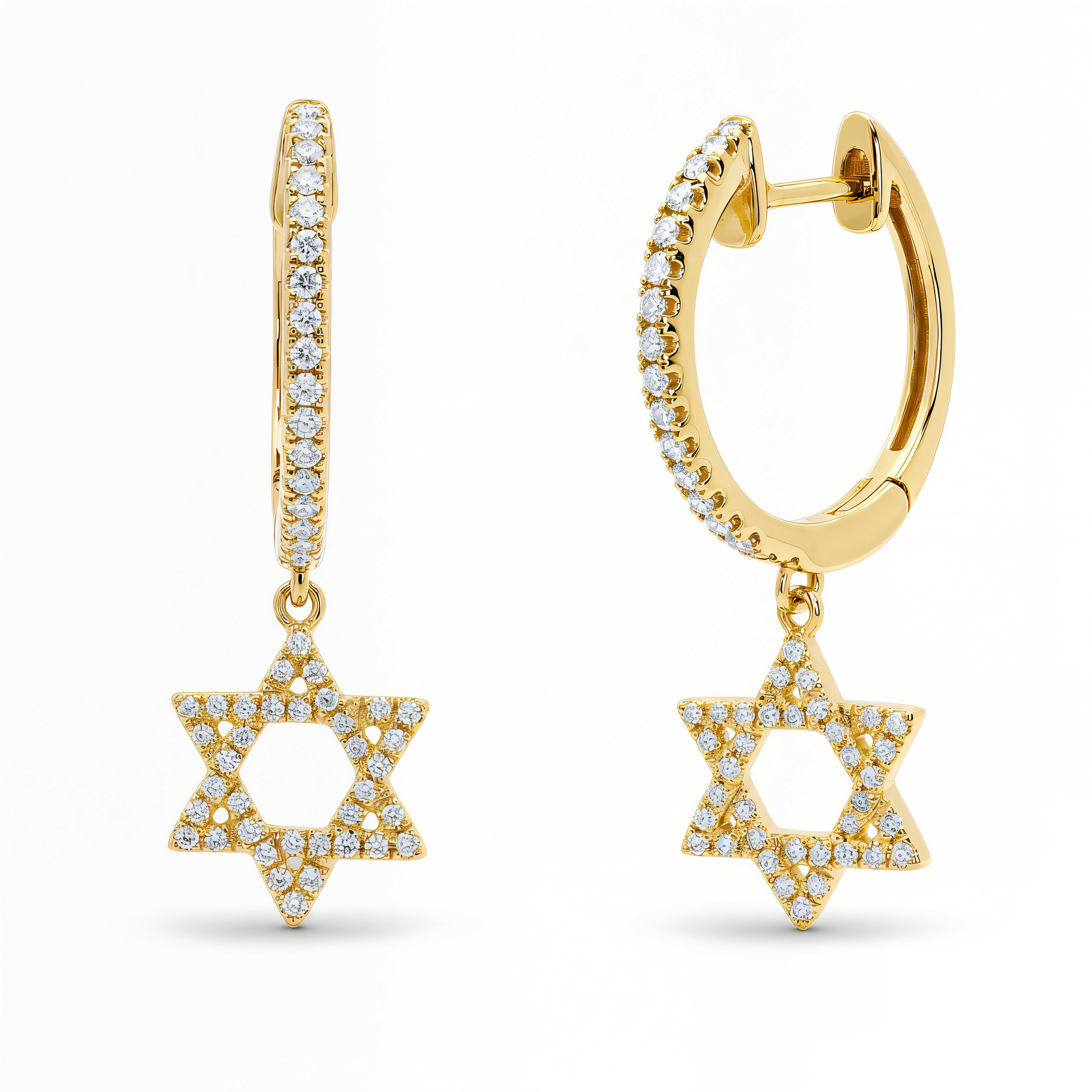 Diamond Star Of David Huggie Earrings