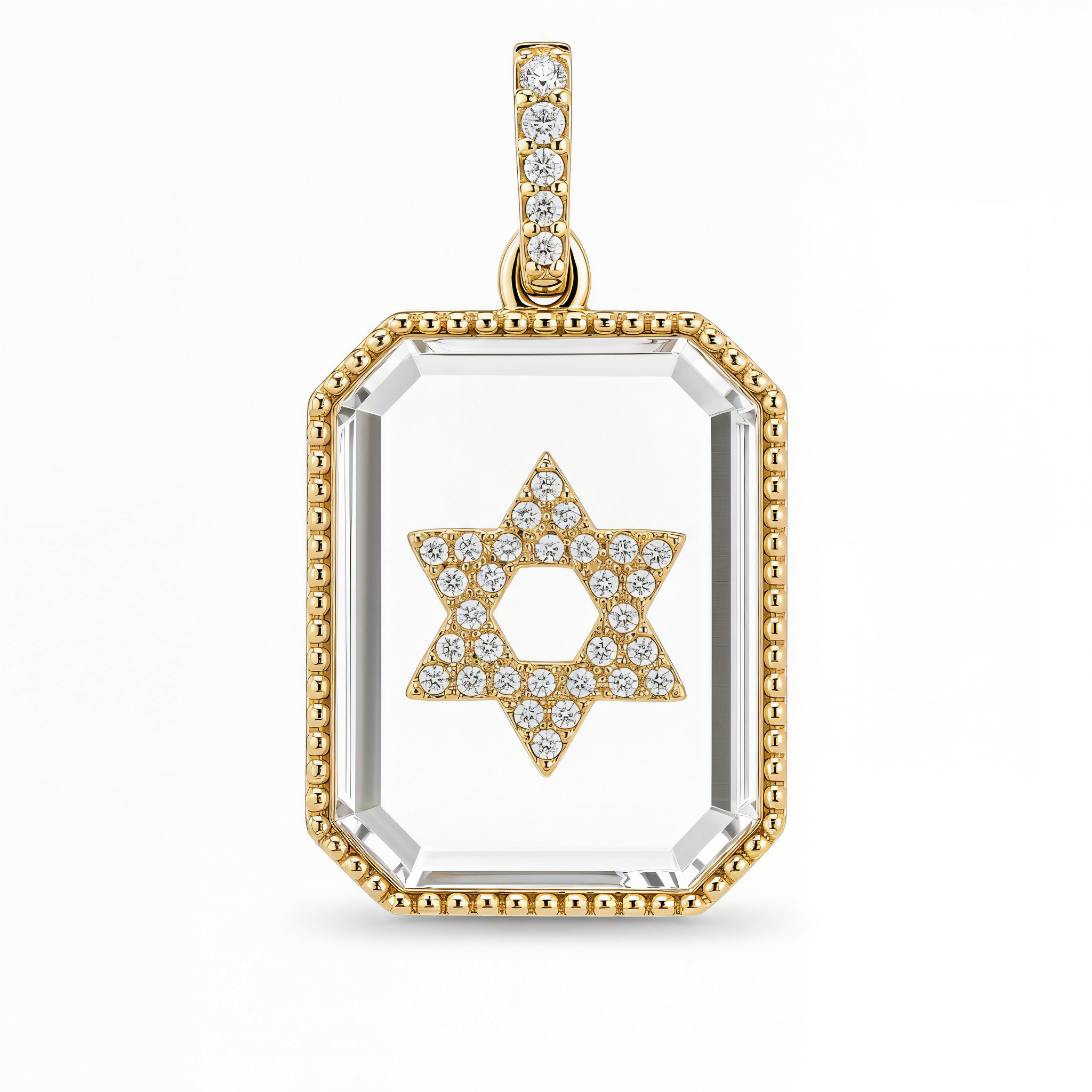 Diamond Star of David On Crystal Pendant