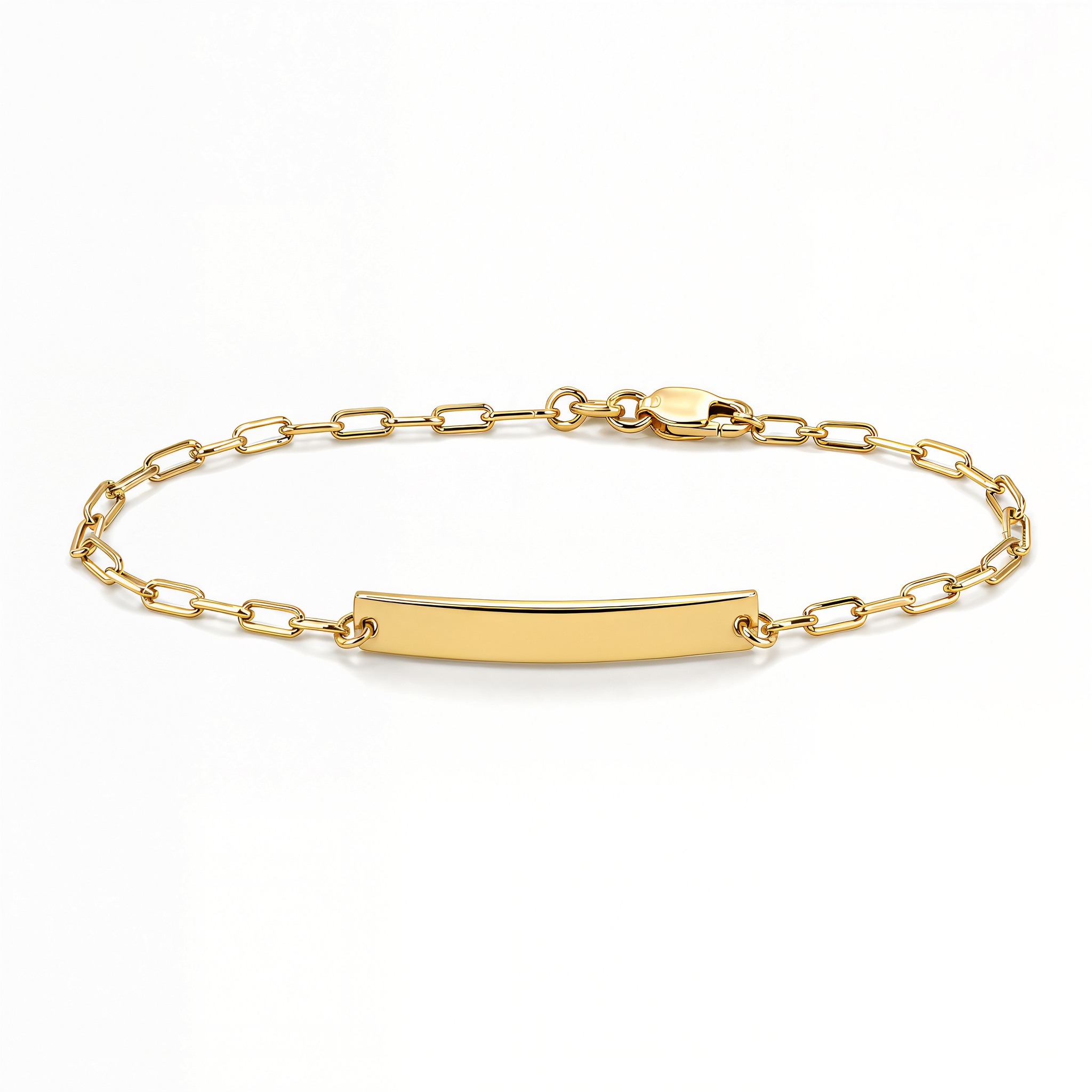 Children's Engravable ID Tag Gold Paper Clip Bracelet, gold, Izakov Fine Jewelry