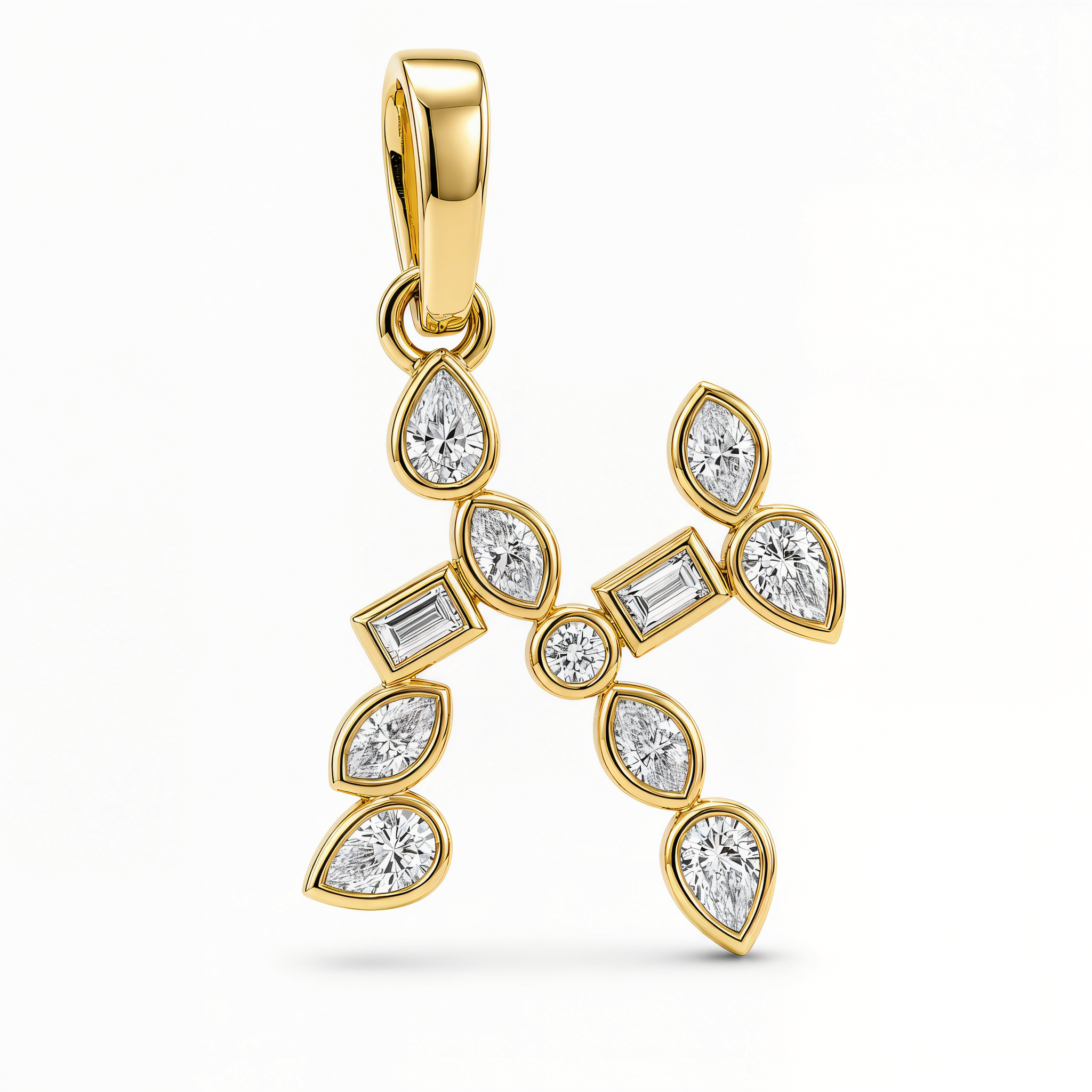 Multi Shape Hebrew Diamond Initial Pendant ©
