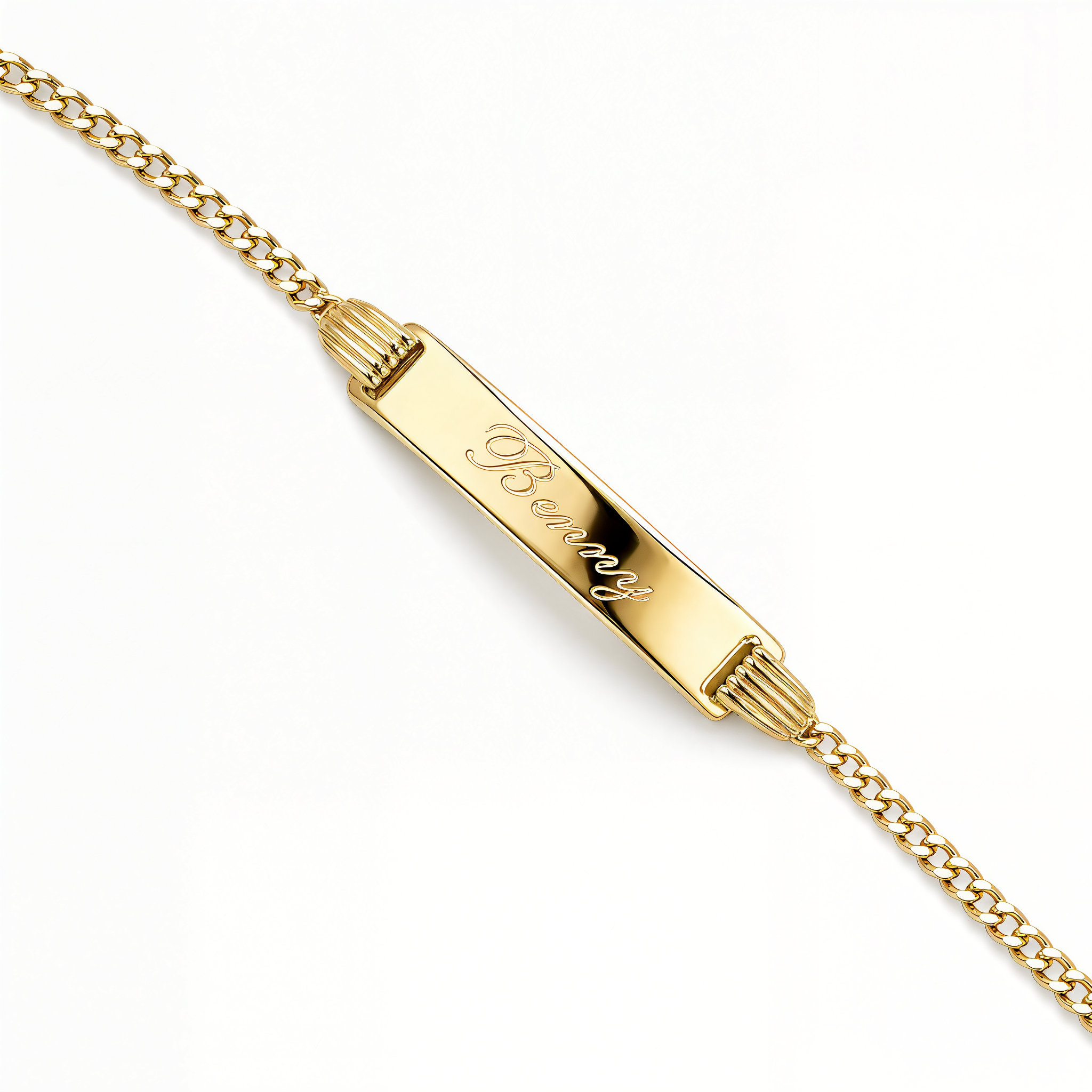 Children's Engravable ID Tag Gold Cuban Bracelet