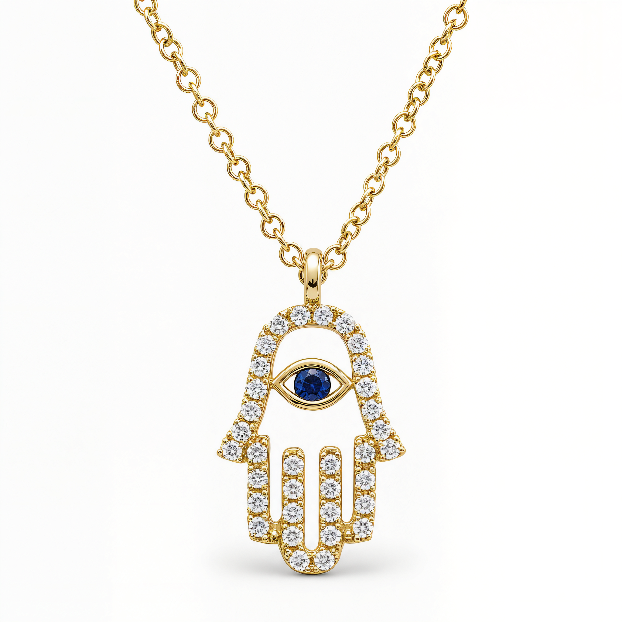 Pave Diamond Hamsa Necklace, diamond, Izakov Fine Jewelry