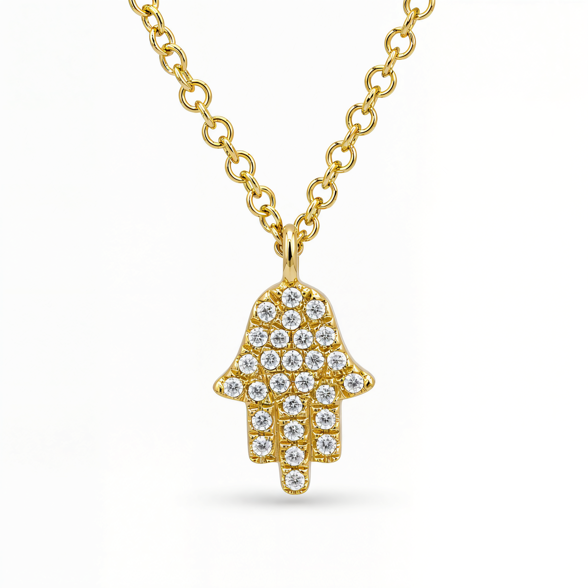 Micro Pave Diamond Petite Hamsa Necklace