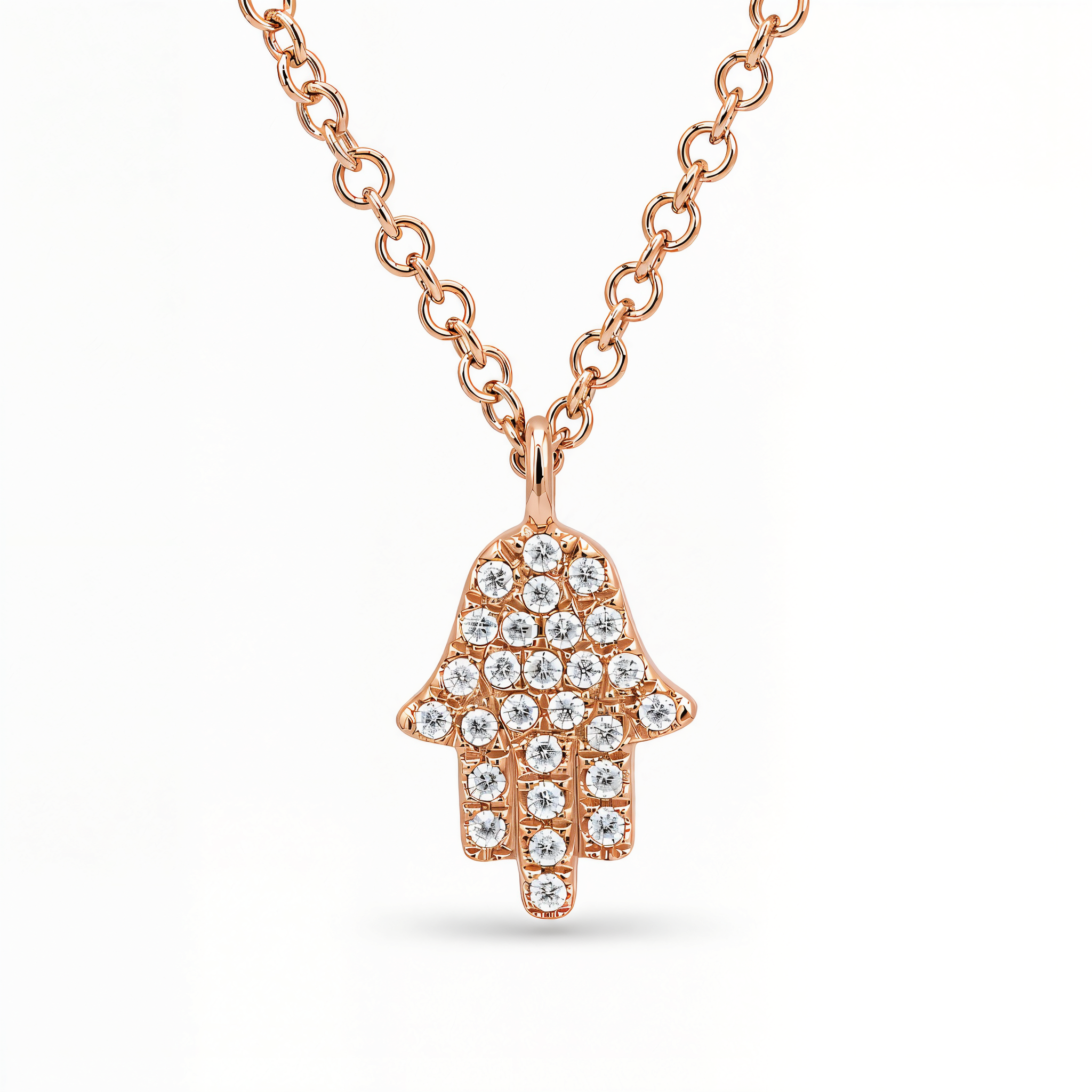 Micro Pave Diamond Petite Hamsa Necklace
