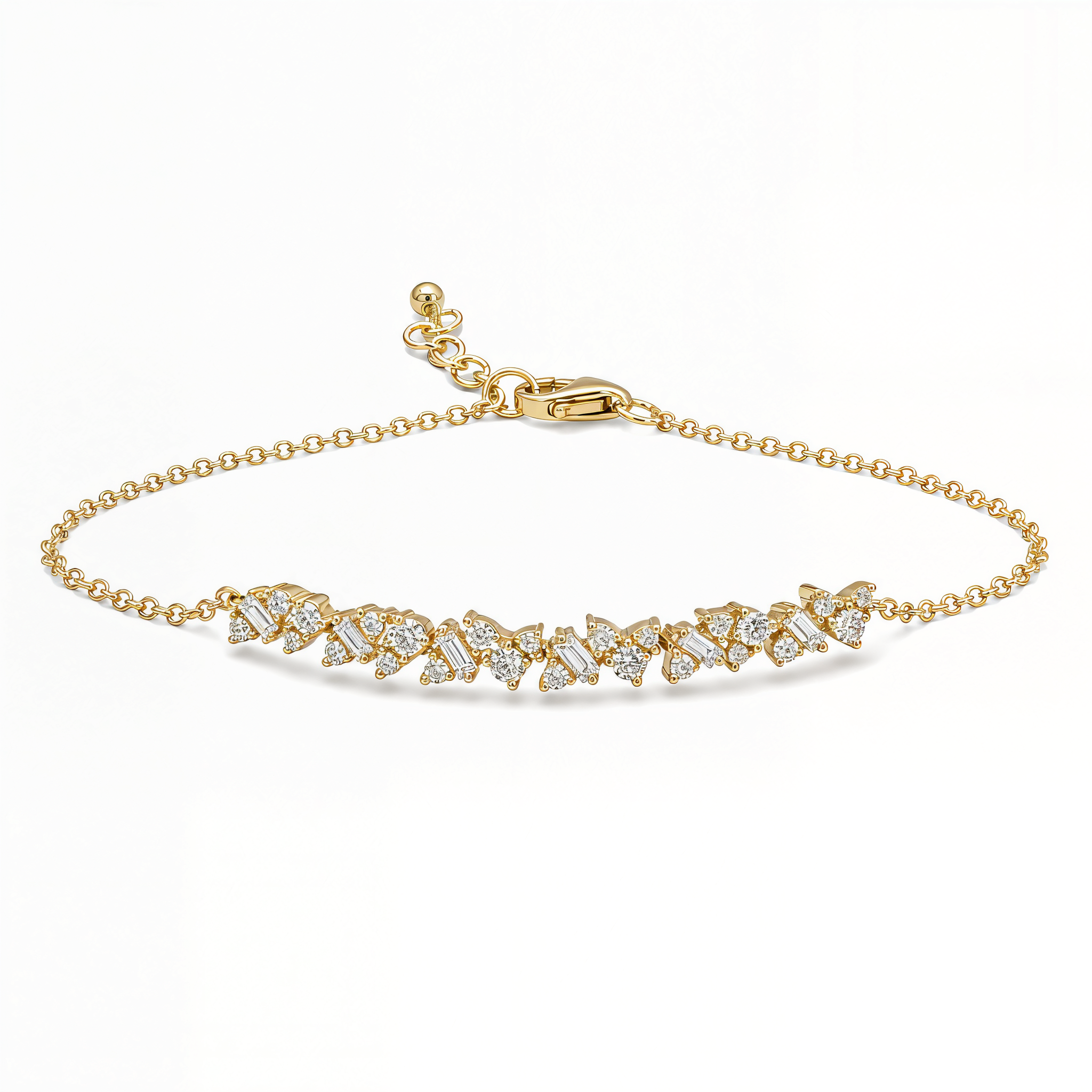 Baguette & Round Diamond Cluster Bracelet, diamond, Izakov Fine Jewelry