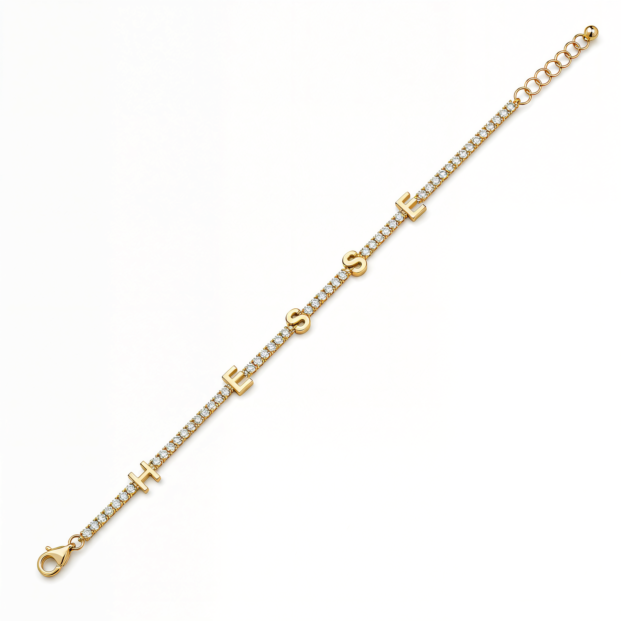 Personalized Station Block Name Diamond Tennis Bracelet