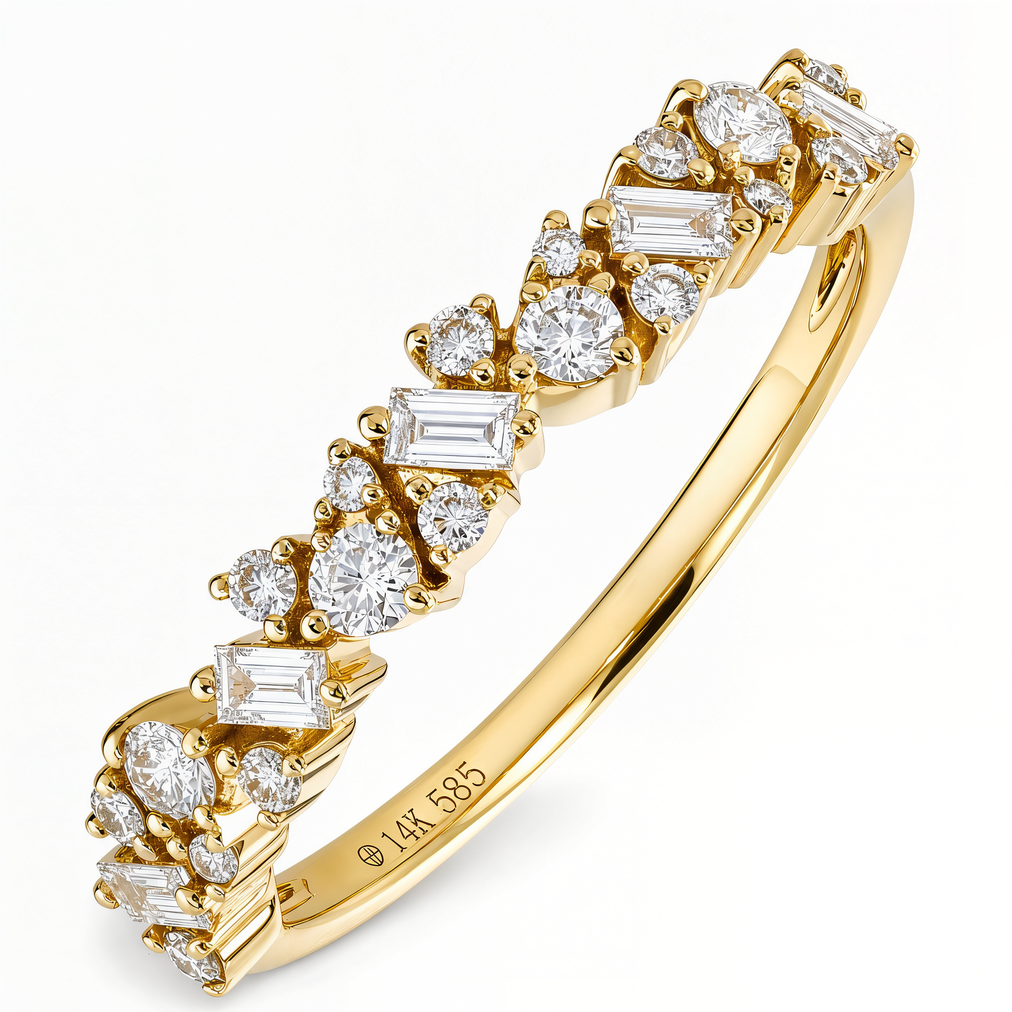 Baguette & Round Diamond Cluster Ring