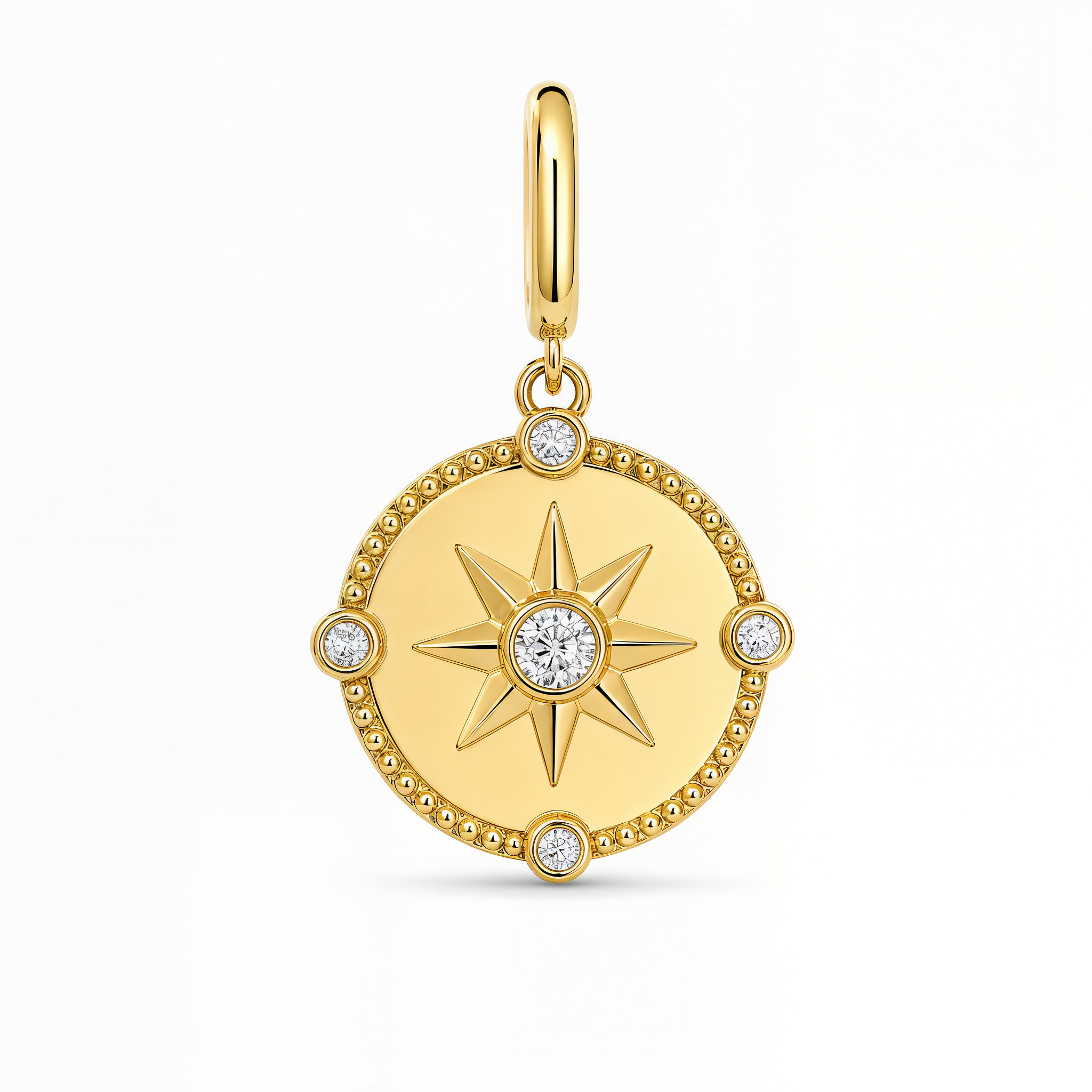 Diamond Compass Coin Charm