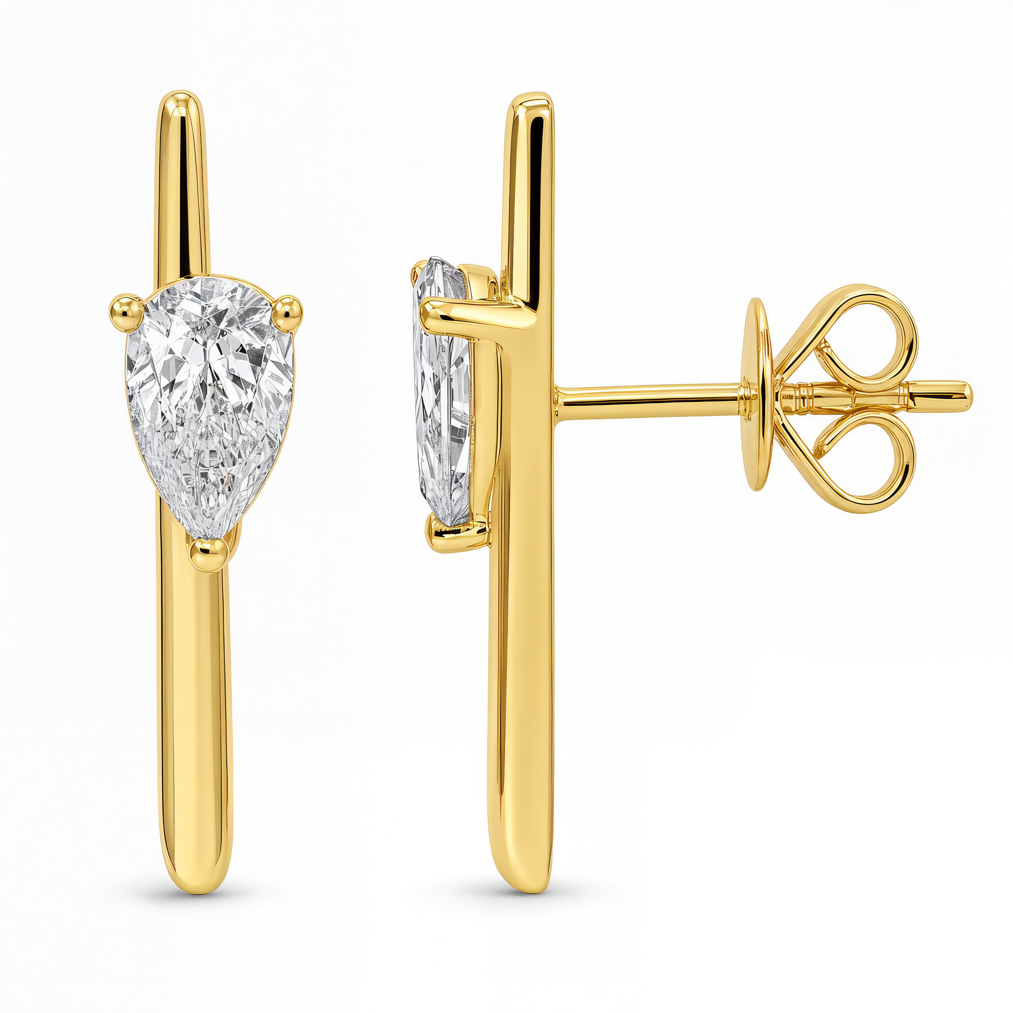 Lab Diamond Bar Stud Earrings
