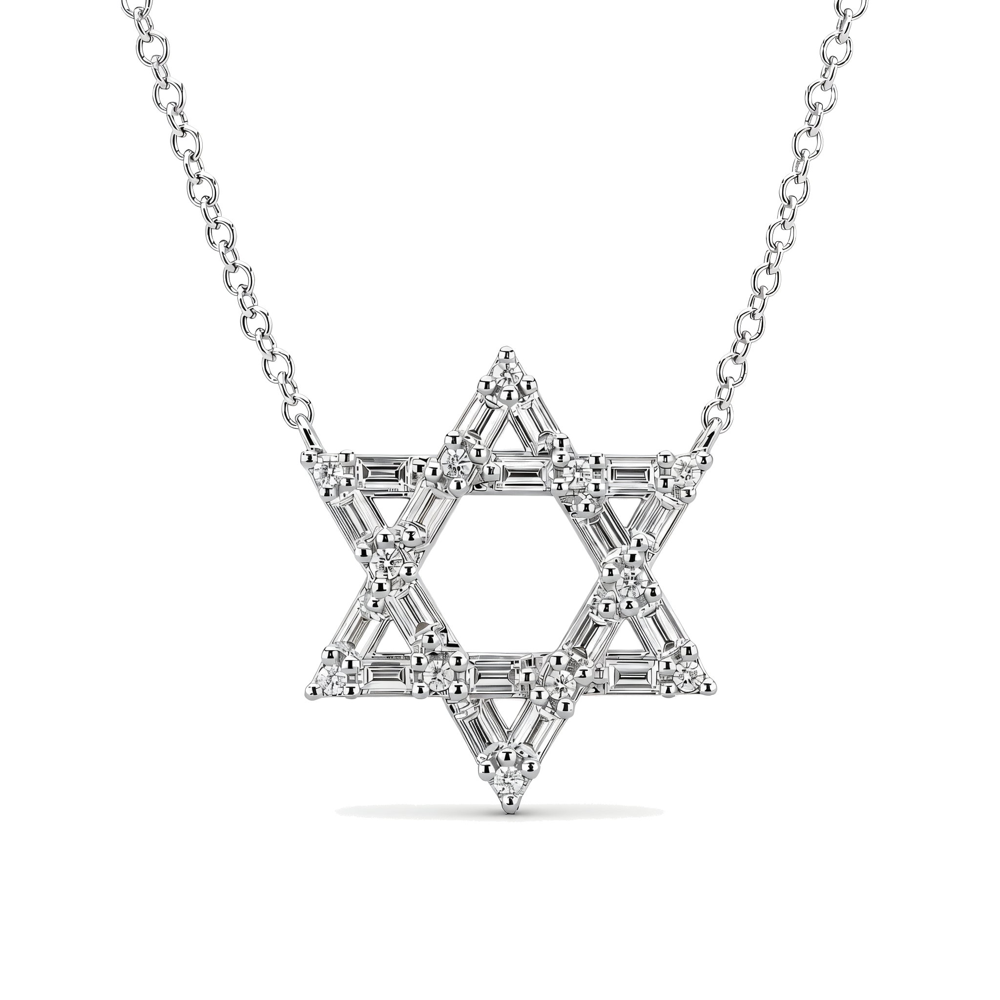 Baguette Diamond Star of David Necklace