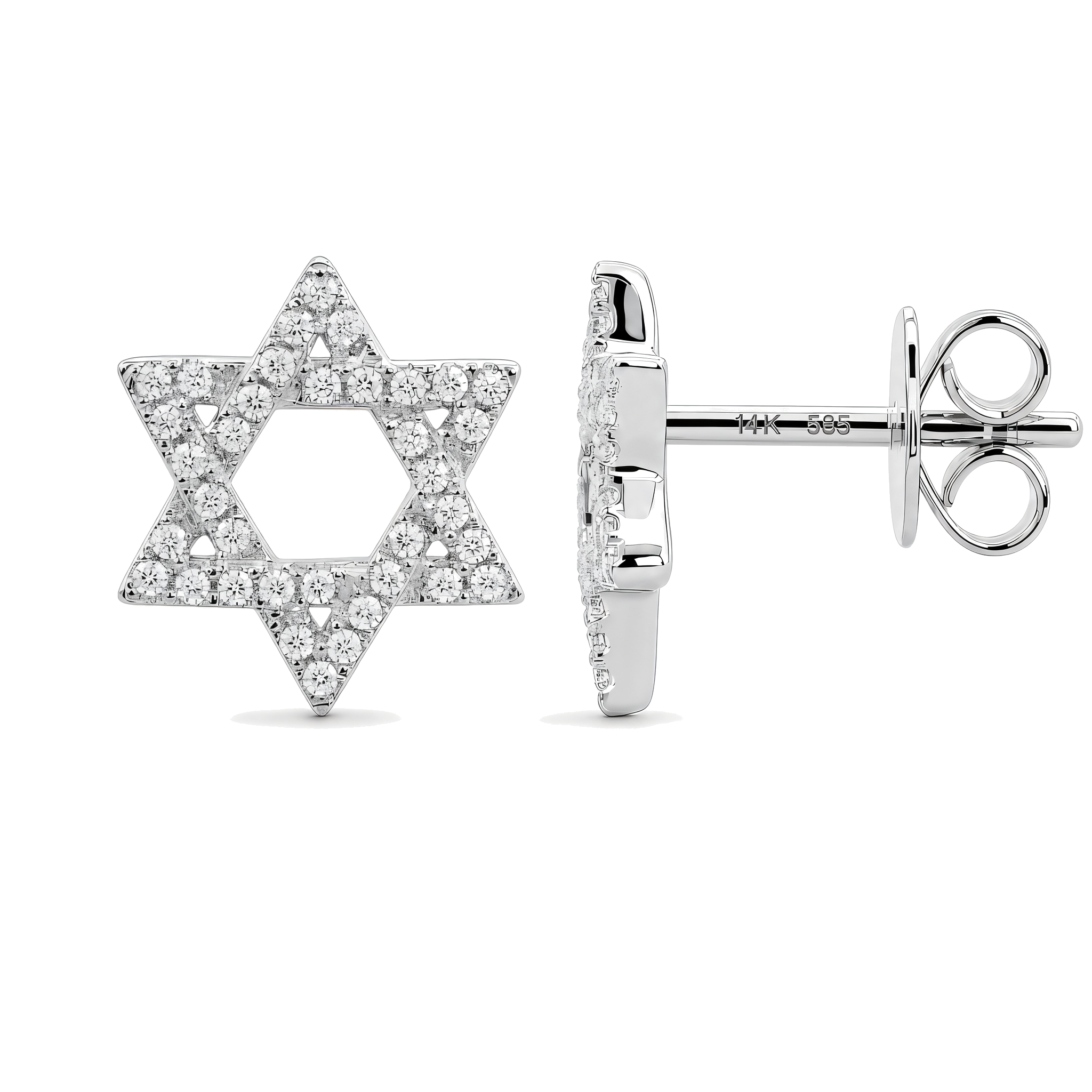 Micro Pave Diamond Star Of David Earrings