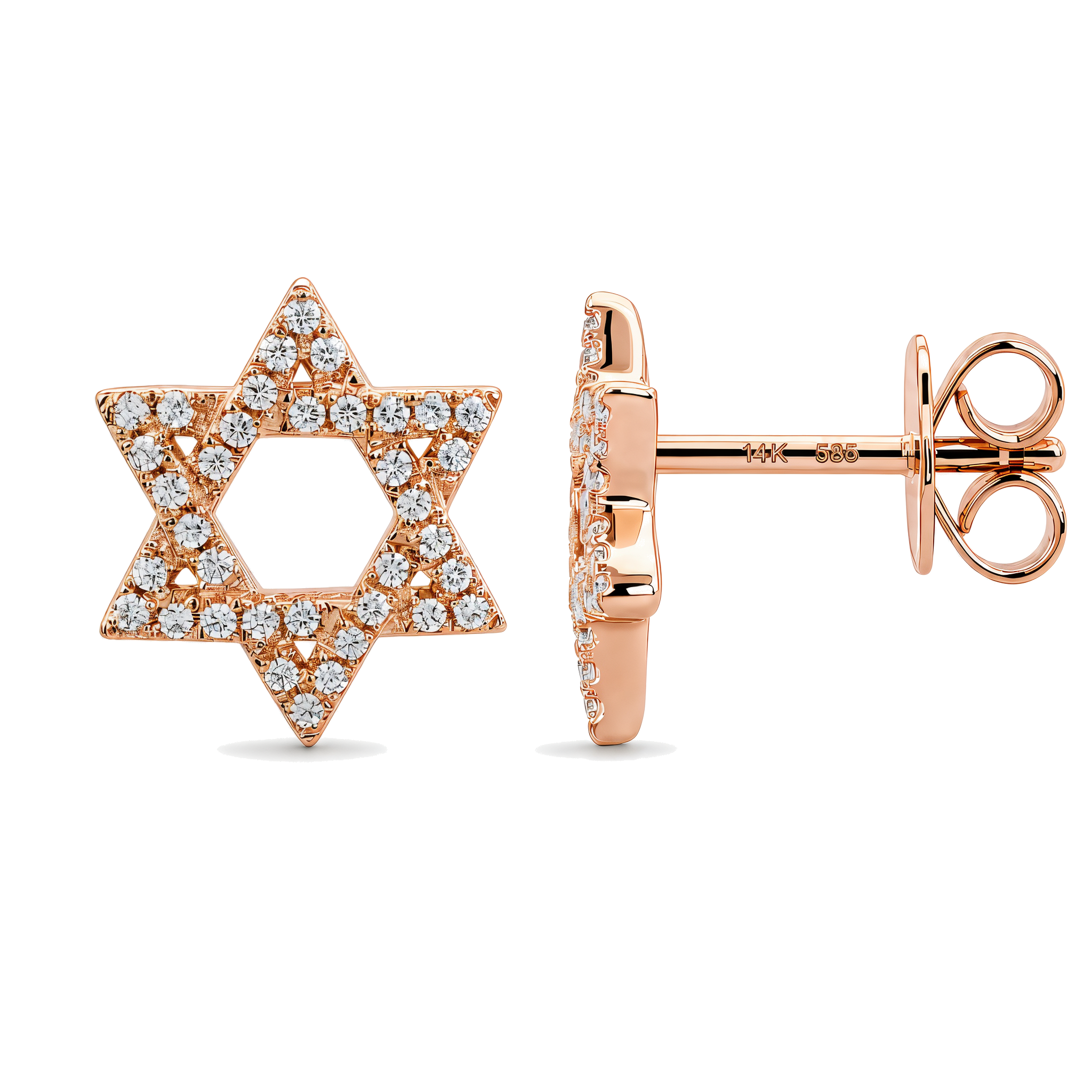 Micro Pave Diamond Star Of David Earrings