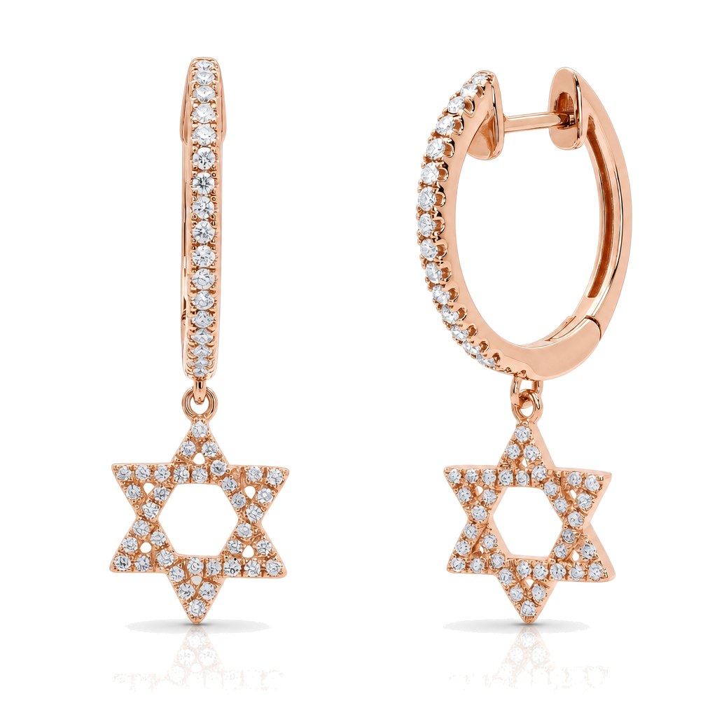 Diamond Star Of David Huggie Earrings
