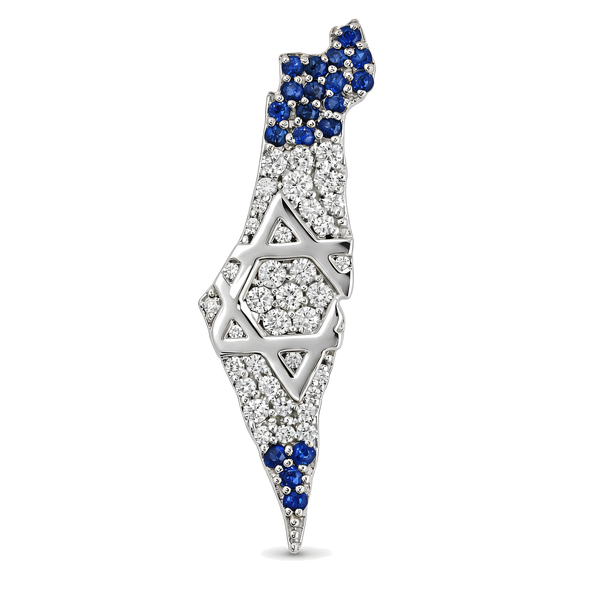 Land Of Israel Map Diamond & Sapphire Pendant ©