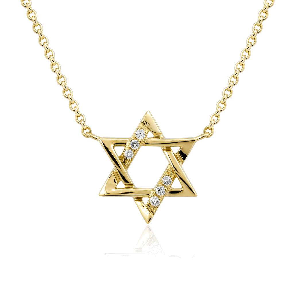 Small Diamond Accented Star of David Necklace