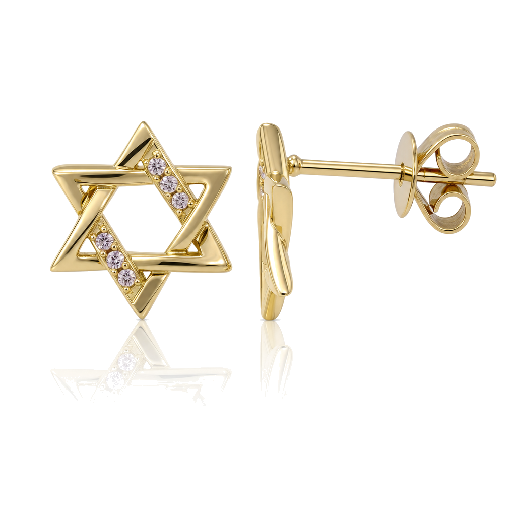 Diamond Accented Star of David Earrings
