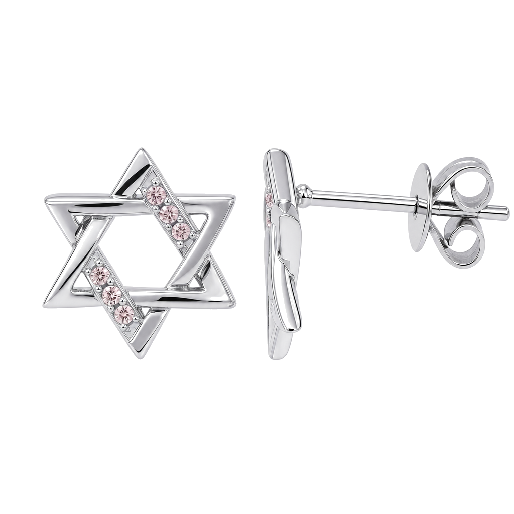 Diamond Accented Star of David Earrings