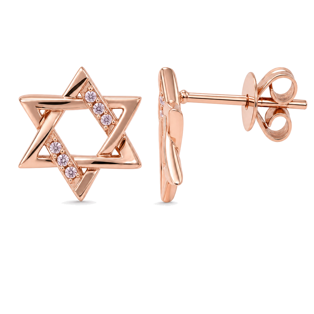Diamond Accented Star of David Earrings