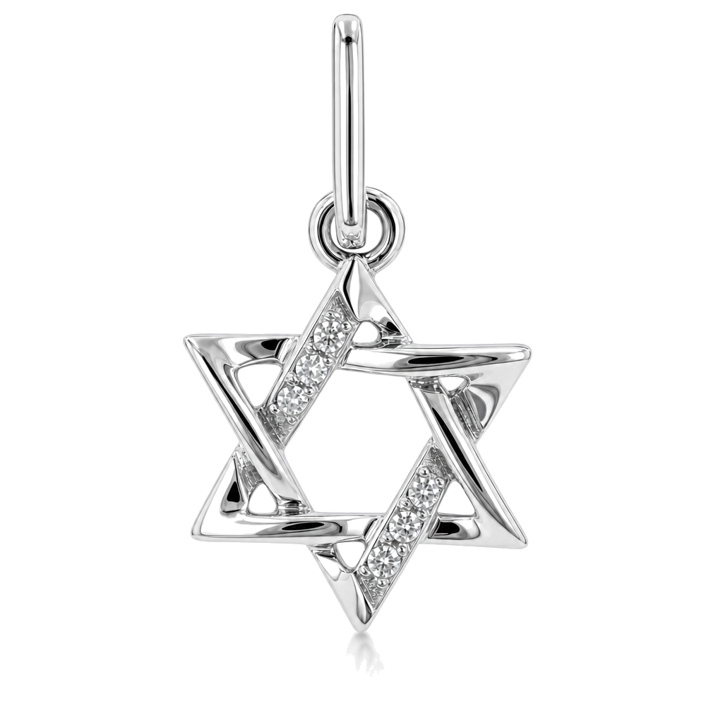 Small Diamond Accented Star of David Charm