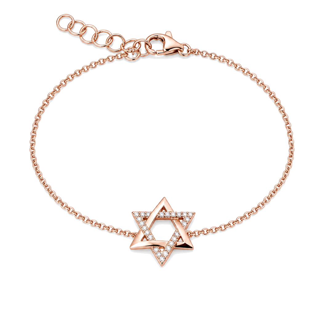 Half Pave Diamond Star Of David Bracelet