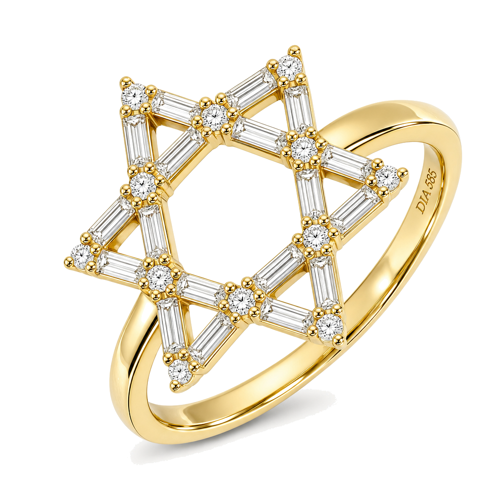 Star Of David Baguette Diamond Ring
