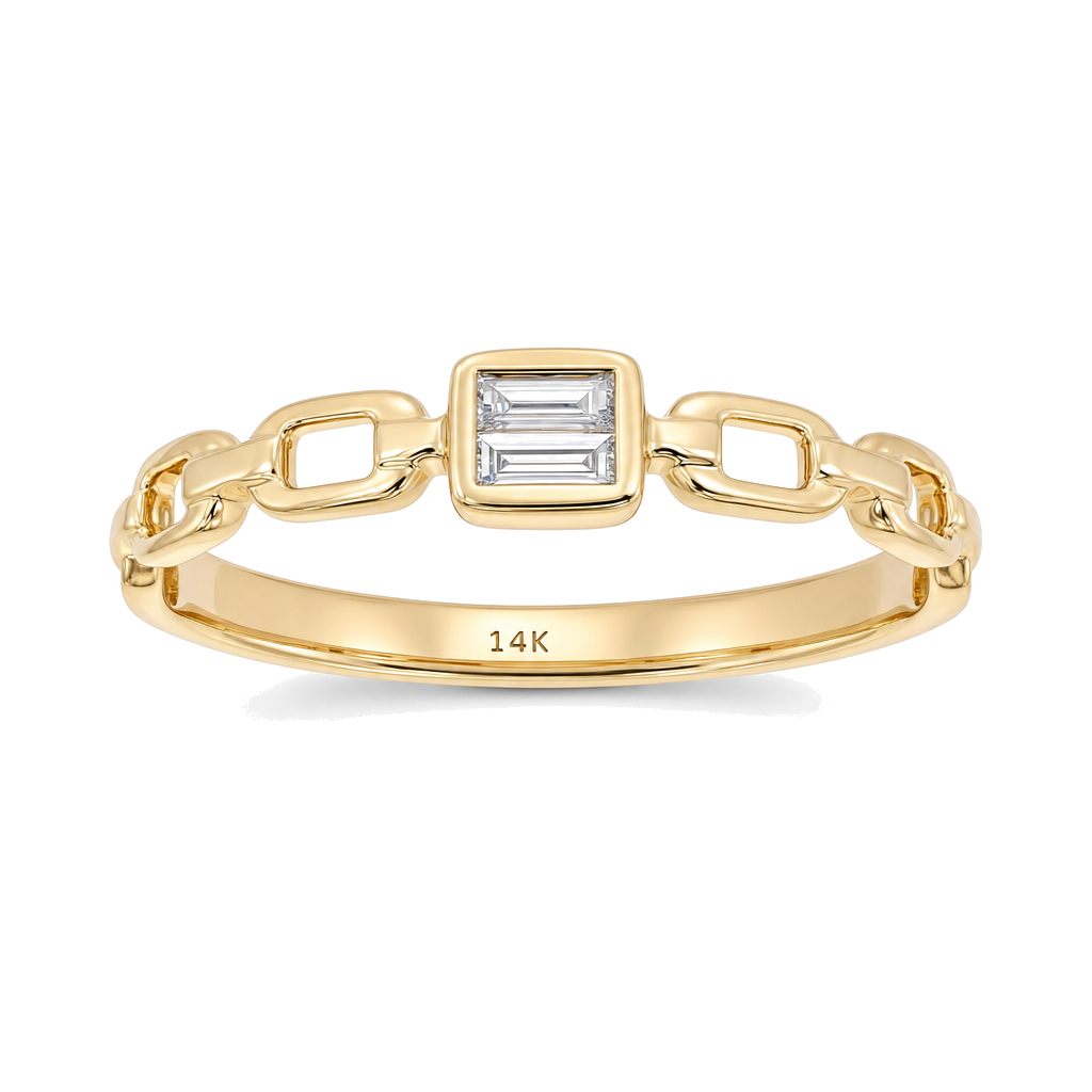 Baguette Diamond Half Links Ring