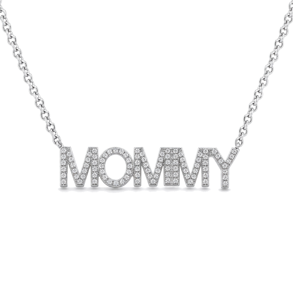 Diamond Pave Mommy Statement Necklace