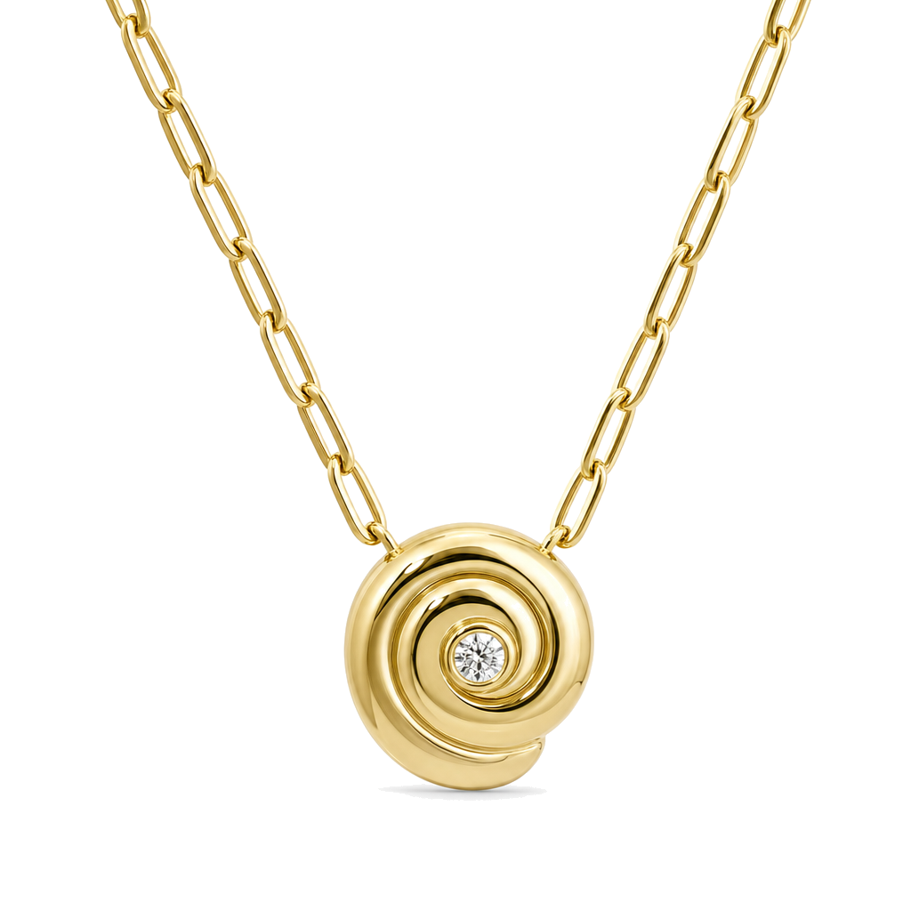 Diamond Nautilus Shell Paper Clip Link Necklace, diamond, Izakov Fine Jewelry