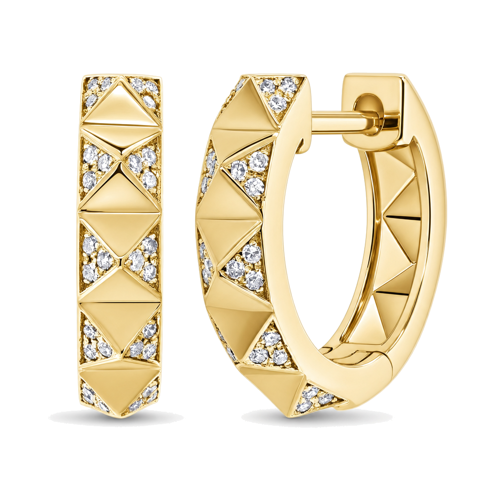 Micro Pave Diamond Pyramid Huggies