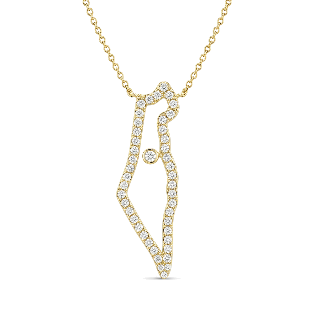 Diamond Outline Land Of Israel Necklace, alternate angle