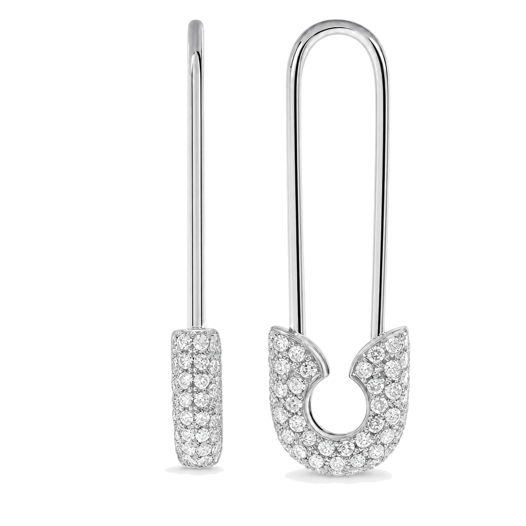 Medium Micro Pave Diamond Safety Pin Earrings