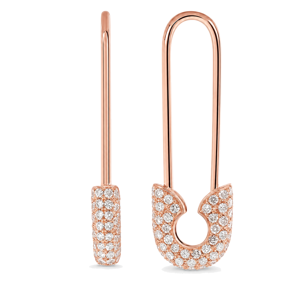 Medium Micro Pave Diamond Safety Pin Earrings