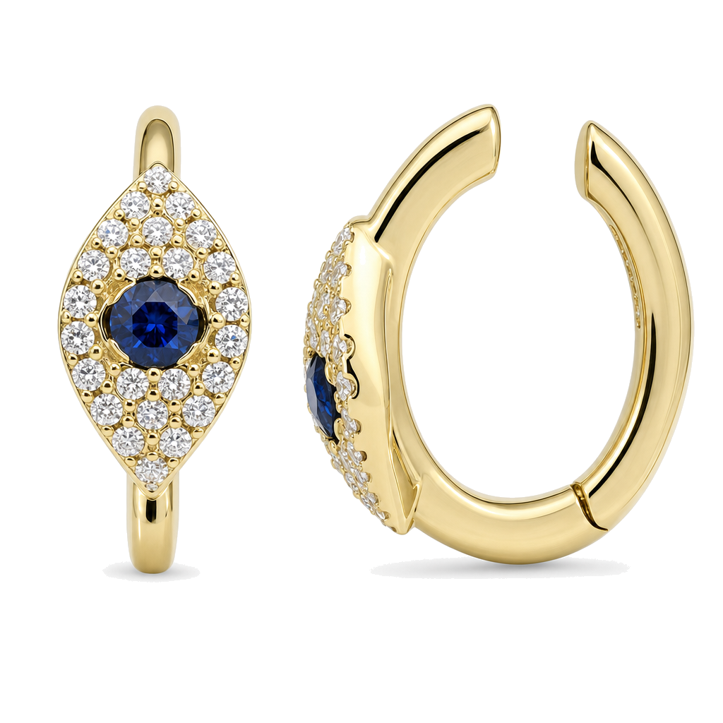 Micro Pave Diamond Evil Eye Cuff Earring
