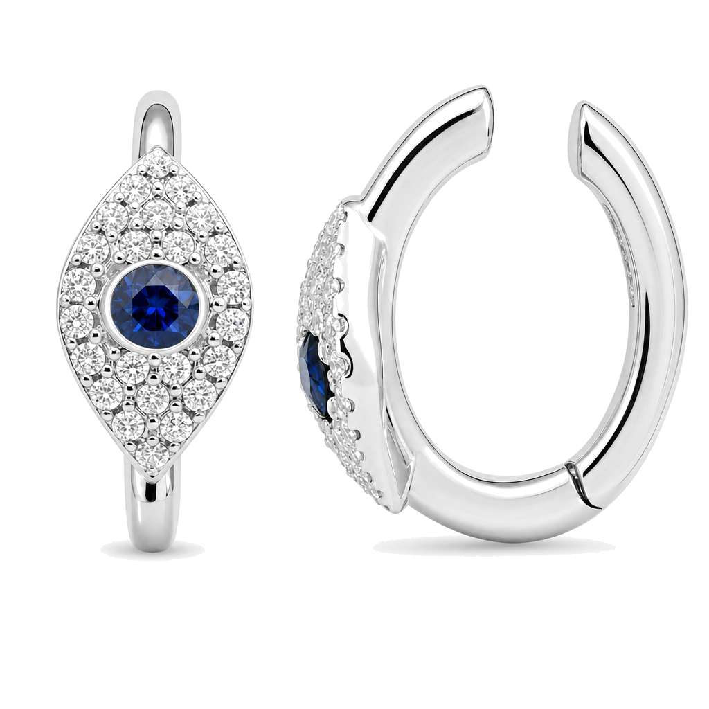 Micro Pave Diamond Evil Eye Cuff Earring